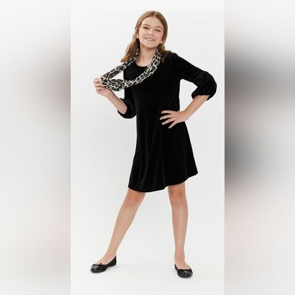 Bonnie Jean Girls Stretch Velvet Dress NWOT size 8 Black - Picture 1 of 5